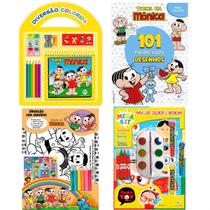 Kit Livro Turma da Mônica - Ler, Colorir e Brincar + Diversão Colorida + 101 primeiros desenhos + Diversão com Adesivos