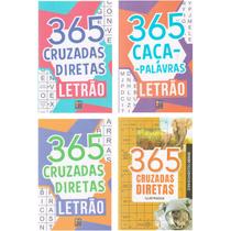 Kit Livros 365 Passatempos Caça Palavras Cruzadas Letrão Cruzadas Diretas Ilustradas, 368 Pgs, 4 Volumes - Pé da Letra