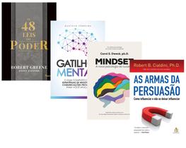 Kit Livros As 48 Leis do Poder+ As Armas Da Persuasão + Gatilhos Mentais+ Mindset