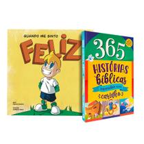 Kit Livros Infantis 365 Histórias Bíblicas + Coleção Sentimentos e Emoções Feliz