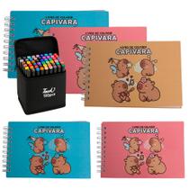 Kit Livros Para Colorir Infantil Antiestresse Capivara Fofa Kit Livros Para Colorir Infantil Antiestresse Capivara Fofa