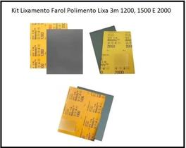 Kit lixa dagua 3m 1200, 1500 e 2000 - lixa polimento farol
