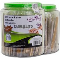 Kit Lixa Unha E Palito Bamboo Ponta Chanfro - 100 und