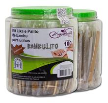 Kit Lixa Unha E Palito Bamboo Ponta Chanfro - 100 und