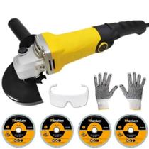 Kit Lixadeira Esmerilhadeira 4.1/2 800W + Discos Luva Oculos Kit Lixadeira Esmerilhadeira 4.1/2 800W + Discos Luva Oculos