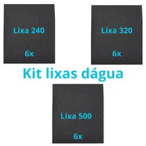 Kit Lixas 240 320 500 6 Folhas De Cada Lixamento D'água Grão Metal Plástico Fibra Pintura Funilaria