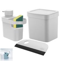 Kit Lixeira 2,5l Dispenser Porta Detergente Esponja Rodo Compacto Pia Cozinha - Ou Kit Lixeira 2,5l Dispenser Porta Detergente Esponja Rodo Compacto Pia Cozinha - Ou