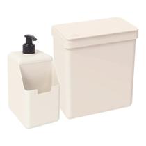Kit Lixeira 2,5l E Dispenser Detergente Pia Cozinha Coza