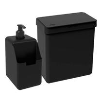 Kit Lixeira 2,5l E Dispenser Detergente Pia Cozinha Coza