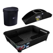 Kit Lixeira 2,5L Organizador De Pia Porta Detergente Escorredor De Louça Basic - Coza