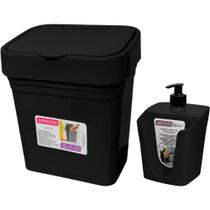 Kit Lixeira 2,8 L e Dispensador Porta Detergente 610 ml C/ Bico Dosador