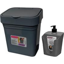 Kit Lixeira 2,8 L e Dispensador Porta Detergente 610 ml C/ Bico Dosador Kit Lixeira 2,8 L e Dispensador Porta Detergente 610 ml C/ Bico Dosador