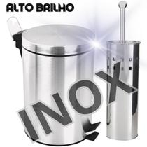 Kit Lixeira 3 Litros + Escova Sanitária Para Banheiro Inox Kit Lixeira 3 Litros + Escova Sanitária Para Banheiro Inox