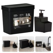 Kit Lixeira 3,5L Aramado Esconde Sacola Porta Detergente Líquido Suporte Bucha Integrado Cozinha Pia Kit Lixeira 3,5L Aramado Esconde Sacola Porta Detergente Líquido Suporte Bucha Integrado Cozinha Pia