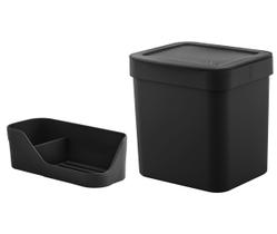 Kit Lixeira 4,7 Litros Cesto De Lixo Organizador Pia Porta Detergente Esponja Preto - Ou