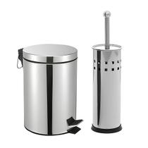 Kit Lixeira 5 Litros Inox com Pedal + Escova Sanitária Inox