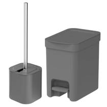 Kit Lixeira 6 Litros Com Pedal Cesto Para Lixo Com Tampa + Escova Sanitária Para Banheiro Limpeza Higiênica Com Suporte