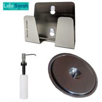 Kit Lixeira 6l Embutir + Dosador E Porta Esponja Em Inox 304