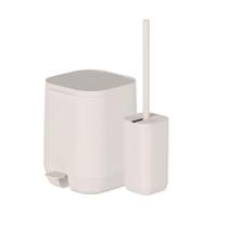 Kit Lixeira 6l + Escova Sanitária Aura Bege Ou Kit Lixeira 6l + Escova Sanitária Aura Bege Ou
