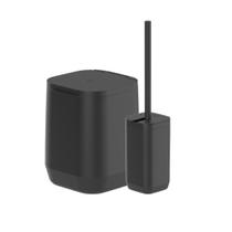 Kit Lixeira 6L + Escova Sanitária Suspensa Aura Preto Ou Kit Lixeira 6L + Escova Sanitária Suspensa Aura Preto Ou