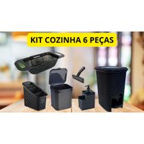 Kit Lixeira 7L + Lixeira 5L + Porta Detergente + Rodinho + Porta Talher + Escorredor de Louças Kit Lixeira 7L + Lixeira 5L + Porta Detergente + Rodinho + Porta Talher + Escorredor de Louças