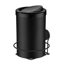 Kit Lixeira 8 Litros Basculante Com Suporte Adesivo Para Banheiro Cozinha Preto - Future Kit Lixeira 8 Litros Basculante Com Suporte Adesivo Para Banheiro Cozinha Preto - Future