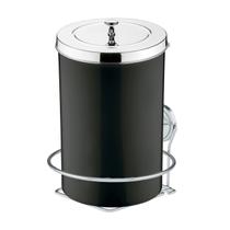 Kit Lixeira 8 Litros Com Suporte Adesivo Para Banheiro Cozinha Preto Cromado - Future Kit Lixeira 8 Litros Com Suporte Adesivo Para Banheiro Cozinha Preto Cromado - Future