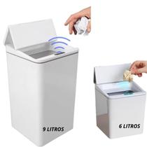 Kit Lixeira Automática 6L + 9L C/ Sensor Cozinha Banheiro Pai