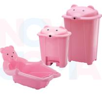 Kit Lixeira / Banheira / Cesto Cabeça De Urso / Ursa Adoleta
