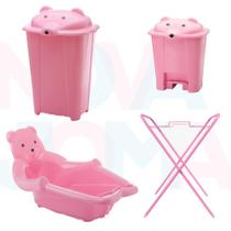 Kit Lixeira / Banheira / Cesto / Suporte Cabeça Ursa Adoleta