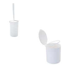 Kit Lixeira Banheiro 4 Litros Escova Sanitária Com Suporte Preto Lavabo Conjunto 2 Peças