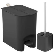 Kit Lixeira Borboleta com Pedal 6L Suporte Escova Sanitária com Tampa para Banheiro Lavabo Kit Lixeira Borboleta com Pedal 6L Suporte Escova Sanitária com Tampa para Banheiro Lavabo