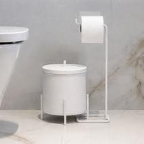 Kit Lixeira Branca 6 L e Porta Papel Branco Level