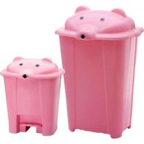 Kit Lixeira / Cesto Cabeça De Ursa Adoleta Rosa Kit Lixeira / Cesto Cabeça De Ursa Adoleta Rosa