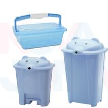 Kit Lixeira / Cesto Cabeça de urso /Caixa Orgazinadora Adoleta Azul Kit Lixeira / Cesto Cabeça de urso /Caixa Orgazinadora Adoleta Azul