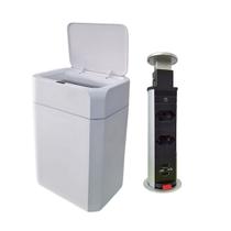 Kit Lixeira com Sensor Inteligente 12 Litros LXP12 e Torre 2 Tomadas e USB NKF Kit Lixeira com Sensor Inteligente 12 Litros LXP12 e Torre 2 Tomadas e USB NKF