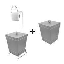 Kit Lixeira com Suporte de Papel Higiênico + Lixeira Individual - Stolf