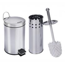 Kit Lixeira de Banheiro 5L e Escova Sanitária Aço inox GH112 Globalmix