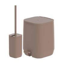 Kit Lixeira De Banheiro Pedal 6l E Escova Sanitária Luxo Ou