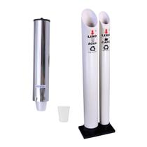 Kit Lixeira Dupla Água Café PVC E Porta Copos 200ML Inox Kit Lixeira Dupla Água Café PVC E Porta Copos 200ML Inox