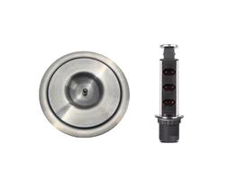 Kit Lixeira Embutir 5L Tampa Escovada + Torre de Tomada Inox