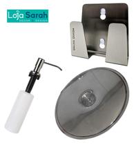 Kit Lixeira Embutir 8l + Dosador + Porta Esponja Inox 304 - LOJASARAH