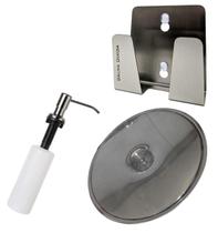 Kit Lixeira Embutir 8l + Dosador + Porta Esponja Inox 304 Kit Lixeira Embutir 8l + Dosador + Porta Esponja Inox 304