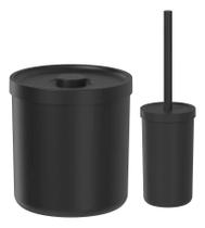 Kit Lixeira + Escova Sanitária Bold Para Banheiro Preto Ou Martiplast