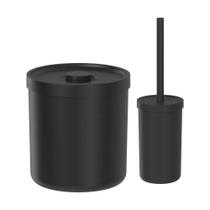 Kit Lixeira + Escova Sanitária Bold Preto Ou