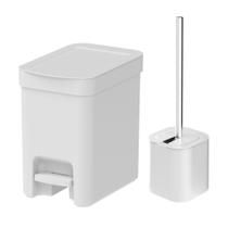 Kit Lixeira + Escova Sanitária Trium Branco Ou Kit Lixeira + Escova Sanitária Trium Branco Ou