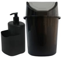 Kit Lixeira Grande 13L + Porta Detergente e Bucha 500ml CVL