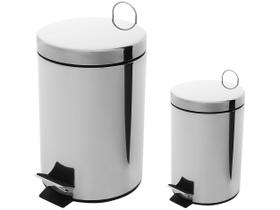Kit Lixeira Inox com Pedal e Tampa 3L e 12L 2 Peças Brinox Standard