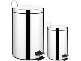 Kit Lixeira Inox para Banheiro com Pedal - 12L e 3L 2 Peças Brinox Stardard Kit Lixeira Inox para Banheiro com Pedal - 12L e 3L 2 Peças Brinox Stardard