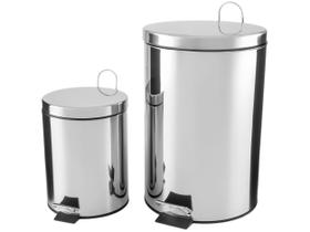 Kit Lixeira Inox para Banheiro e Cozinha com Pedal